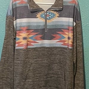 Grey Aztec zip up